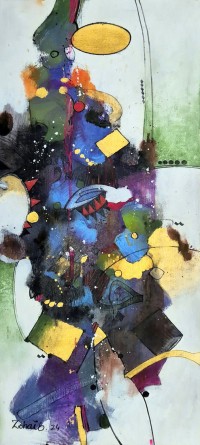 Zohaib Rind, 12 x 26 Inch, Mix Media on Paper, Abstract Painting, AC-ZR-292